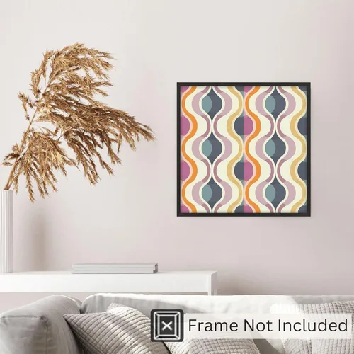 Miniatura 5 de Ethan Taylor Abstract Wall Art Prints Unframed Square Posters 'Retro 70s Hippie Groovy Pattern XV' Retro Home Décor for Living Room, Bedroom