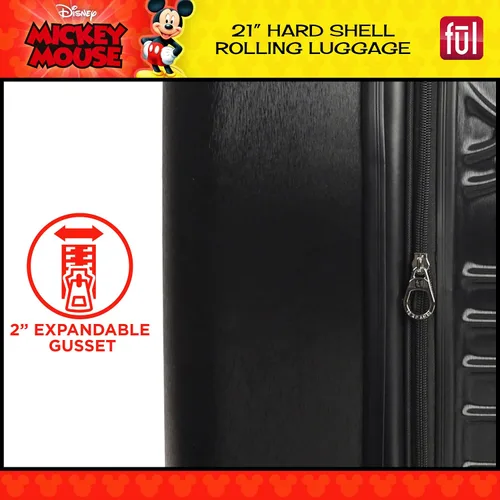 Miniatura 6 de FUL Disney Mickey Mouse - Maleta rígida moldeada con ruedas giratorias, Negro -, Disney Mickey Mouse - Maleta con ruedas moldeada, carcasa rígida