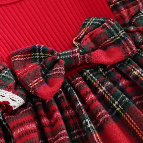 Miniatura 4 de Trajes de Navidad para niñas pequeñas, vestido de manga larga, falda vintage de encaje de una pieza, vestido de fiesta de terciopelo rojo, vestido