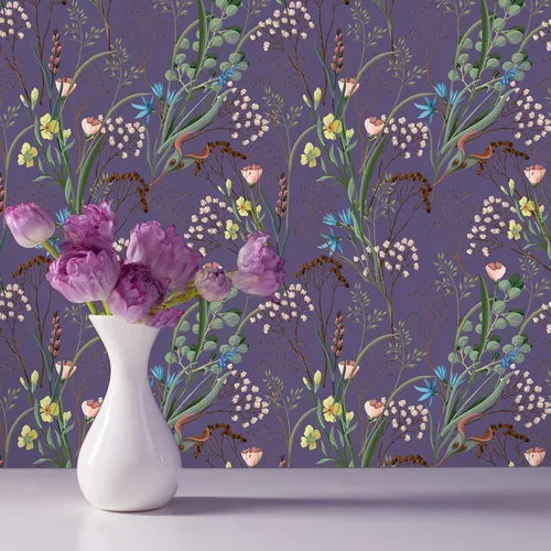 Miniatura 4 de VEELIKE Papel tapiz floral de flores silvestres secas, despegar y pegar para dormitorio, habitación de niñas, 17.7 x 354 pulgadas, autoadhesivo