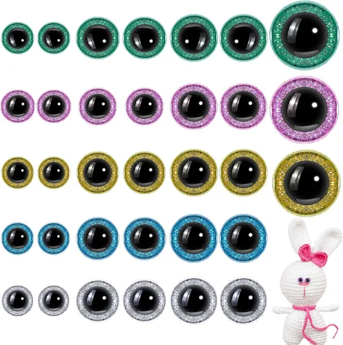 150 ojos de seguridad grandes para ojos de seguridad Amigurumi de ganchillo de 0.46/0.78/0.78 pulgadas (12/16/0.787 in) con purpurina para animales