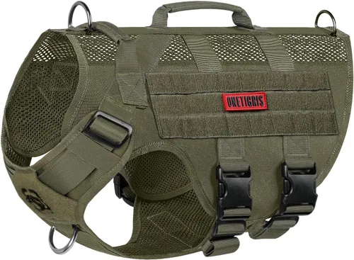 Miniatura 12 de OneTigris Arnés para perro sin tirón para perro pequeño, diseño de malla transpirable, chalecos militares Molle con asas para perros de servicio