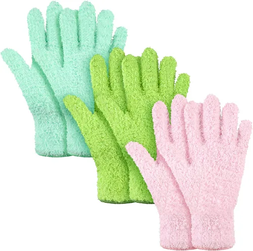 Patelai 3 pares de guantes de limpieza de polvo de microfibra para plantas, guantes de limpieza de hojas para plantas de interior, persianas, Verde
