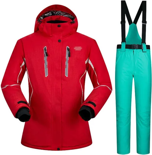 Miniatura 11 de Conjunto de chaquetas y pantalones de esquí para mujer, invierno al aire libre, talla grande, trajes de esquí cálidos con capucha, trajes de nieve E