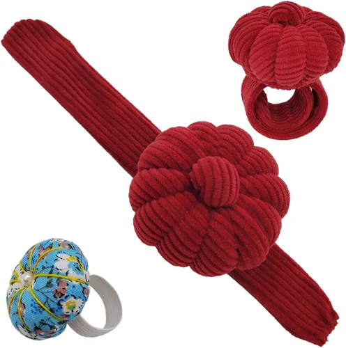 Miniatura 9 de Alfiler de muñeca elástico para anillo de aguja, soporte para agujas de bricolaje para coser y acolchar con 1 correa elástica, anillo de dedo