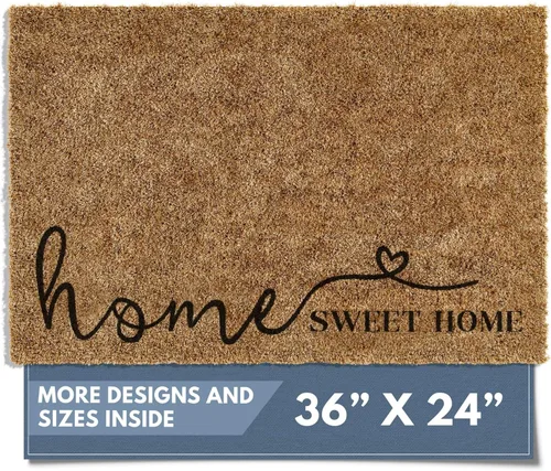 Miniatura 10 de Barnyard Designs Felpudo de bienvenida para exteriores, alfombra grande de entrada para puerta principal, marrón (Home Sweet Home, 30" x 17")