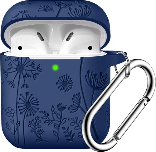 Miniatura 15 de Lerobo Funda protectora completa para AirPods de 2ª y 1ª generación, con grabado de flores, compatible con Apple AirPod, funda de carga con llavero