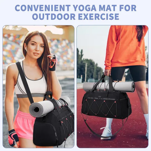 Miniatura 6 de Bolsa de gimnasio para mujer, bolsa de viaje deportiva de 40 L, mochila de gimnasio con compartimento para zapatos, bolsa de mano para fines