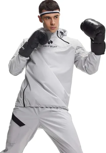 Miniatura 6 de HOTSUIT Chaqueta de sudor de traje de sauna para hombre de alta tecnología para fitness, logotipo sensible a la temperatura, lavable a máquina