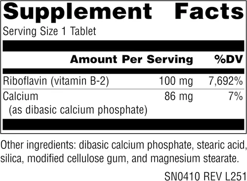 Miniatura 2 de Source Naturals Vitamina B-2 Riboflavina 100 mg Apoya la Producción de Energía - 250 Tabletas
