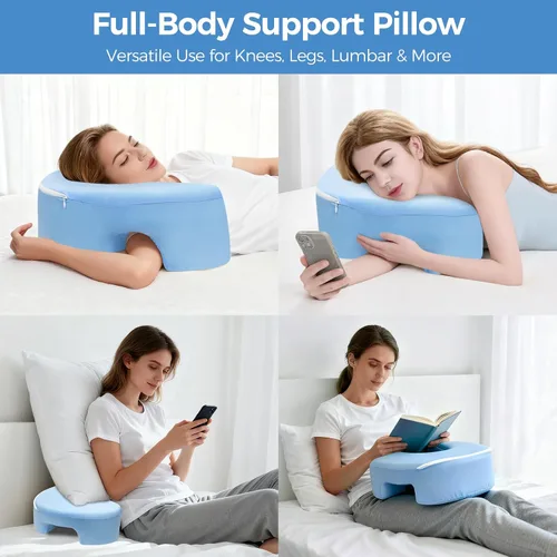 Miniatura 7 de Almohada de espuma viscoelástica para dormir de lado, alivio del dolor de hombro, cojín ergonómico de apoyo cervical