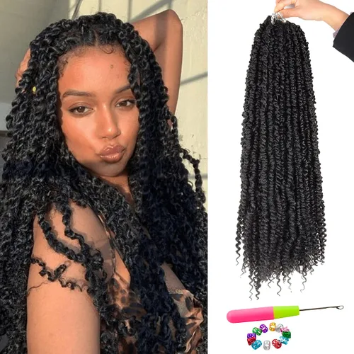 Miniatura 41 de Pelo de Passion Twist – 8 paquetes de 18 pulgadas Passion Twist Crochet para mujeres, cabello rizado pretrenzado Passion Twists extensiones de #2