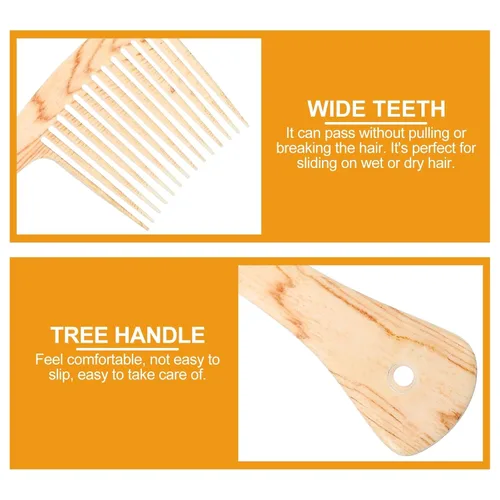 Miniatura 2 de Peine para el cabello Peine para el cabello, champú masajeador del cuero cabelludo, peine desenredante de madera, peine para barba afro, peine
