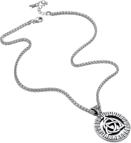 Miniatura 6 de Richsteel Collar con colgante de triquetra de acero inoxidable con nudo celta para hombres y mujeres, amuleto de protección, joyería con talismán