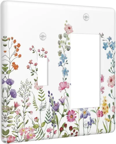 Miniatura 51 de Placa Cubierta de Interruptor de Luz de Palanca Individual con Diseño de Flor Botánica en Tablero de Madera Rústico Estilo Granja - Placa de Pared