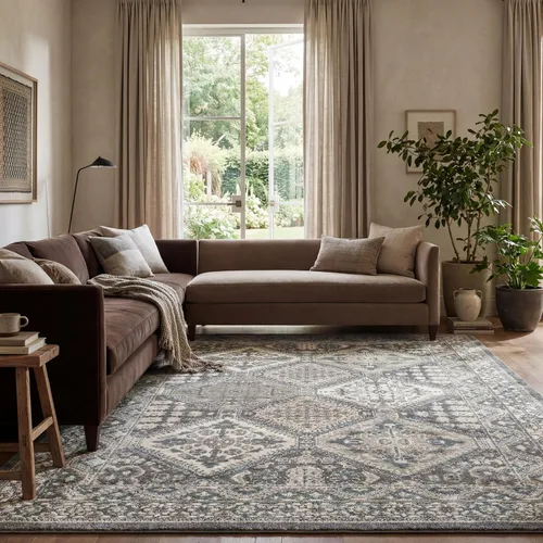 Miniatura 10 de nuLOOM Alfombra de Área Becca Tradicional con Diseño de Azulejos 2x3, Beige, Diseño Transicional Desvanecido, Resistente a las Manchas, Para