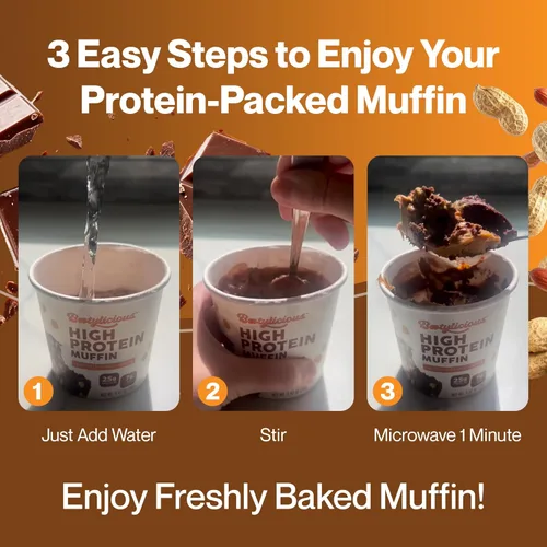 Miniatura 4 de Bootylicious Muffin alto en proteínas 0.88 oz de proteína, 0.7 onzas de carbohidratos netos, taza de 2.32-2.75 onzas, paquete de 12