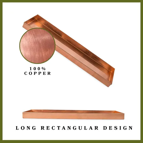 Miniatura 4 de Bandeja rectangular de acero inoxidable chapado en cobre de 20 pulgadas, soporte para suculentas, decoración moderna de granja para el hogar