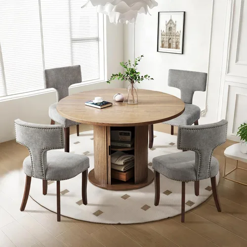 Miniatura 32 de SoarFlash Juego de mesa de cocina y sillas para 4, juego de mesa de comedor de 47 pulgadas para 4 personas con sillas tapizadas de terciopelo, juego