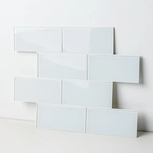 Miniatura 10 de Azulejos de cristal para despegar y pegar, loseta en muro de vidrio verde para pared de cocina y baño (5 hojas, 5 pies cuadrados)