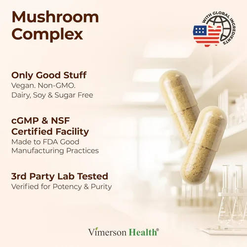Miniatura 4 de Complejo de hongos 10x con extracto de melena de león, cola de pavo, cordyceps, reishi, shiitake, chaga y maitake para apoyo cognitivo, mezcla