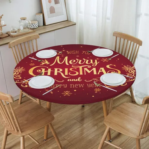 Miniatura 38 de Futterya Mantel redondo decorativo ajustable, elástico, impermeable, para fiestas, bodas, banquetes, eventos al aire libre, de 26 a 52 pulgadas