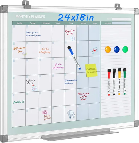 Miniatura 14 de MAKELLO Calendario magnético grande de borrado en seco, pizarra blanca trimestral, 36 x 24 pulgadas, para el hogar, dormitorio, oficina, aula, 4