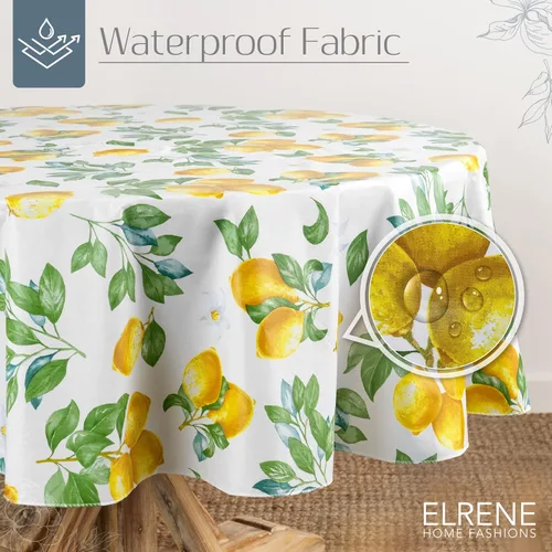 Miniatura 2 de Elrene Home Fashions - Mantel de vinilo vintage resistente al agua y a las manchas con reverso de franela, 70 x 70 pulgadas, redondo