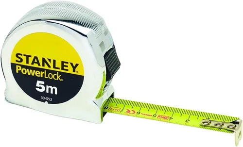 Miniatura 10 de Stanley 33425 Powerlock II Cinta Métrica de Retorno Automático, 1 pulgada x 25 pies, Cromo/Amarillo