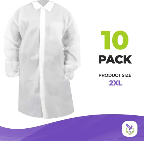 Miniatura 2 de Disposable Lab Coats SPP 50 GSM with Snaps, Elastic Wrists, Folded Collar, and Pocket