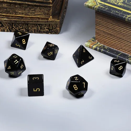 Miniatura 5 de SUNYIK Juego de 7 dados poliédricos DND de piedra de cristal pulido para juegos de mesa RPG MTG, dados de juego DND, mazmorras y dragones