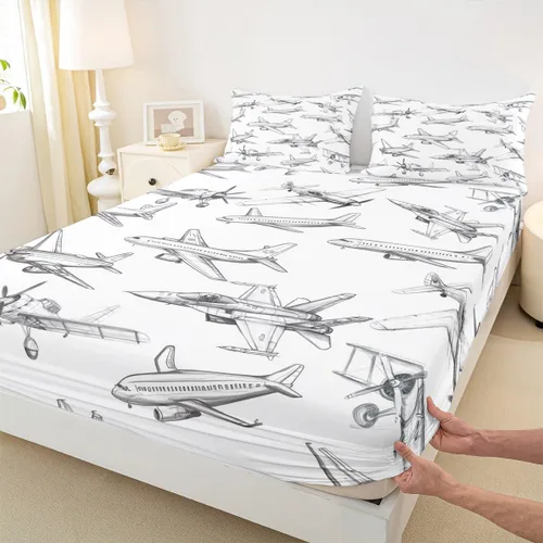 Miniatura 42 de Juego de sábanas bajeras para juegos tamaño individual, juego de ropa de cama con grafiti Lightning Strike para niños, adolescentes, decoración