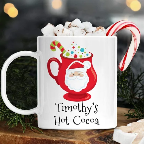 Miniatura 4 de Taza de Navidad personalizada con diseño de muñeco de nieve de cacao caliente con nombre de niños, irrompible, apta para lavavajillas, sin BPA