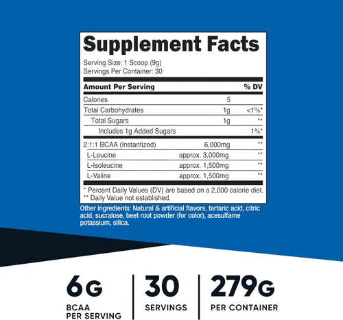 Miniatura 2 de Nutricost BCAA en polvo (sandía, 30 porciones) - Proporción óptima 2:1:1