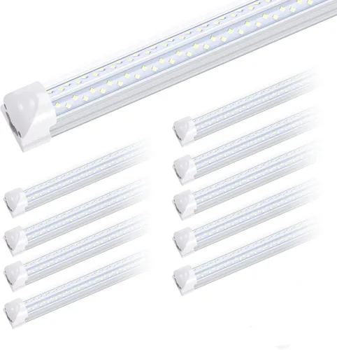 Miniatura 8 de Luz de tubo integrada en forma de V T8 de 8 pies, doble lado, 4 filas, lámpara LED de 120 W, AC85-277V 14400 lúmenes 6000 K blanco frío, luz LED