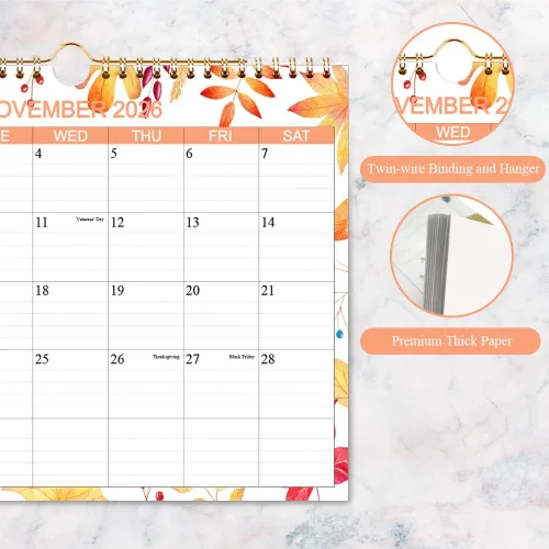 Miniatura 2 de Calendario 2026-2027 – Calendario de pared de enero de 2026 a junio de 2027 – Calendario mensual con papel grueso de 140 gsm para planificación