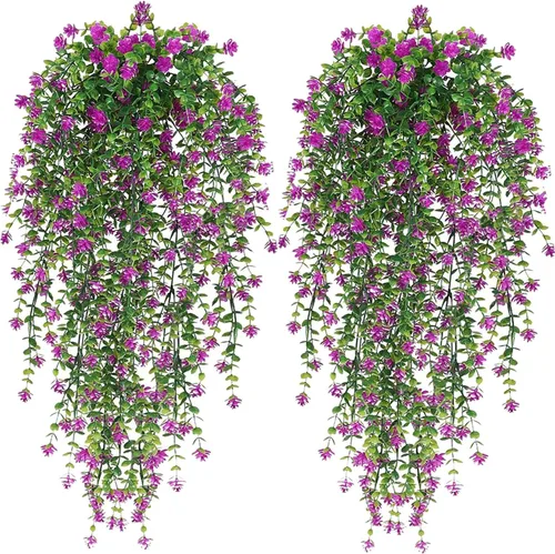 Toprooms Plantas colgantes falsas, plantas colgantes artificiales, plantas falsas, hiedra sintética, enredadera, plantas colgantes de pared, estante