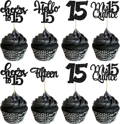 Miniatura 94 de 30 piezas Adornos para pastel de cumpleaños de 6 años, seis brillos, hola 6, púas para cupcakes, felicitaciones a los 6 años, decoraciones