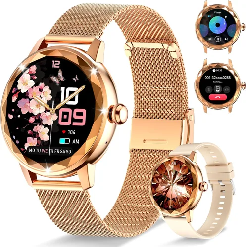 Reloj inteligente para mujer con llamada de marca/respuesta, reloj de fitness ajustable de 1.2 pulgadas con monitor de sueño de frecuencia cardíaca,