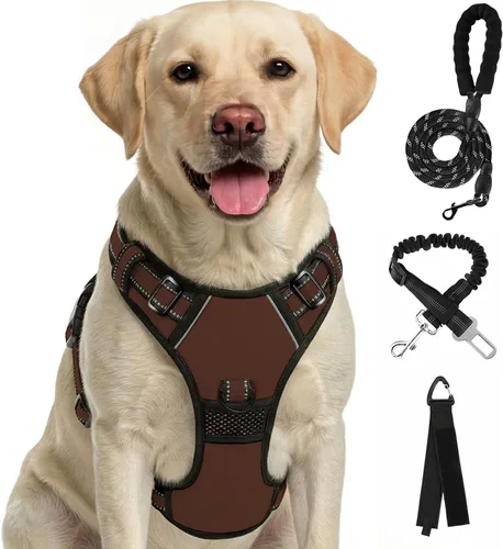 Miniatura 15 de FURRYFECTION Arnés a cuadros para perros pequeños, chaleco reflectante ajustable sin tirones para mascotas con clip frontal, correa, asa de fácil