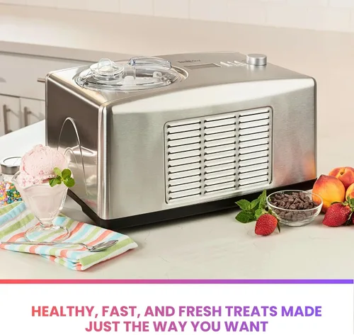 Miniatura 2 de Total Chef - Máquina automática de helados, compresor integrado 2 en 1 para yogur helado, gelato y sorbete, Nieve golosinas, sin sal ni Plateado