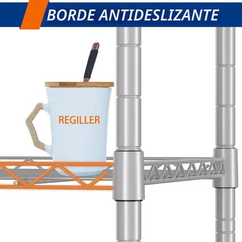 Miniatura 7 de REGILLER Estantería de Almacenamiento de Metal de 5 Alambres con Estantes Ajustables, Unidades de Estantes de Almacenamiento de Pie para Lavandería