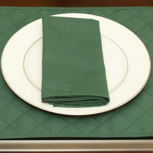 Miniatura 2 de Servilletas de tela jacquard con dobladillo enrollado verde sólido - Juego de cuatro