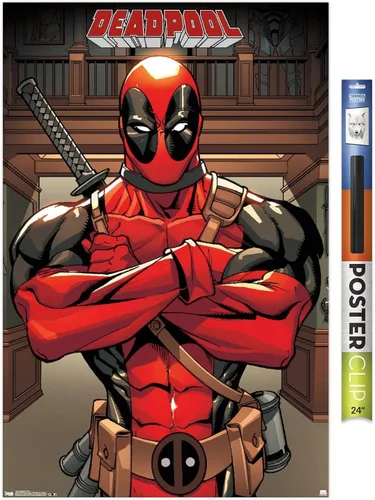 Miniatura 15 de Trends International Marvel Comics Deadpool - Póster de pared de postura, 14.725 x 22.375 pulgadas, versión enmarcada de madera de granero