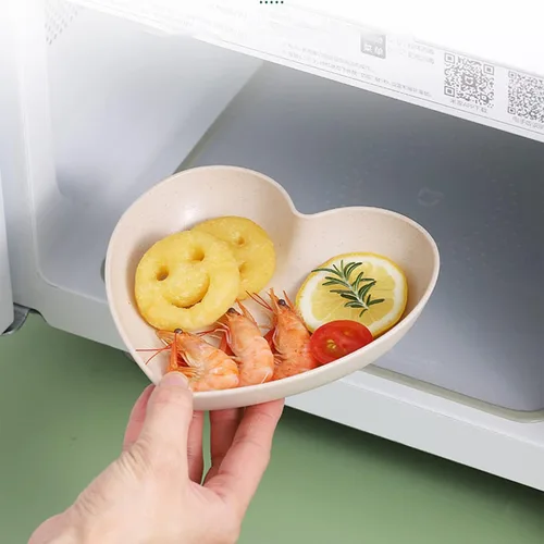 Miniatura 4 de Incauca Paquete de 5 mini salsas con forma de corazón de 6 pulgadas, paja de trigo irrompible, platos de postre pequeños, platos de ensalada