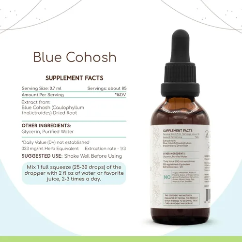 Miniatura 3 de HerbEra Blue Cohosh B60 - Extracto de hierbas sin alcohol, tintura de cohosh azul superconcentrado cultivado responsablemente