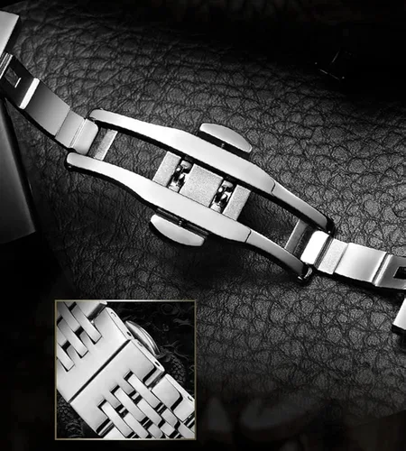 Miniatura 5 de carlien Reloj de vestir automático de acero inoxidable con cristal de dragón fénix para pareja