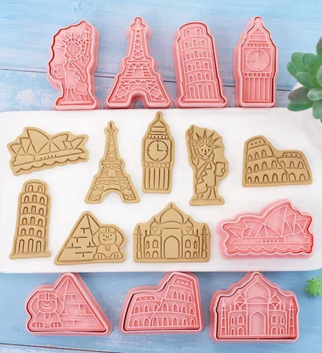 Miniatura 5 de 8 Piezas Moldes de Galletas de la Estatua de la Libertad para Hornear Moldes de Galletas, Prensa Torre Eiffel, Juego de Moldes de Galletas