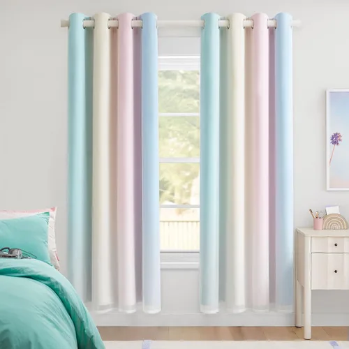 Miniatura 36 de Cortinas 100% opacas con superposición de gasa Mix and Match de doble capa, 54 pulgadas de largo, 2 paneles para dormitorio y sala de estar, azul