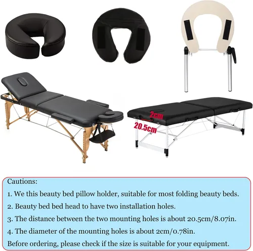 Miniatura 4 de Reposacabezas de masaje - Almohada ajustable en forma de U de aluminio para cama y cuna facial - Equipo de spa de belleza